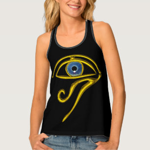 BLUE TALISMAN /EYE OF HORUS,Gold Black Tank Top