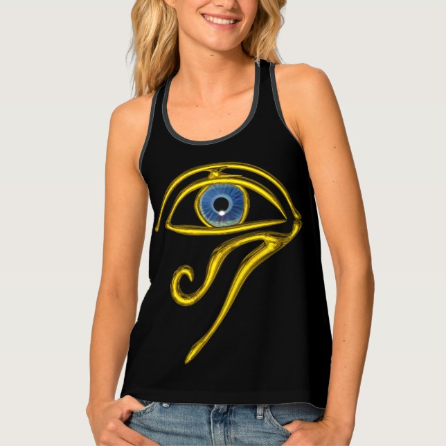 BLUE TALISMAN /EYE OF HORUS,Gold Black Tank Top (Front)