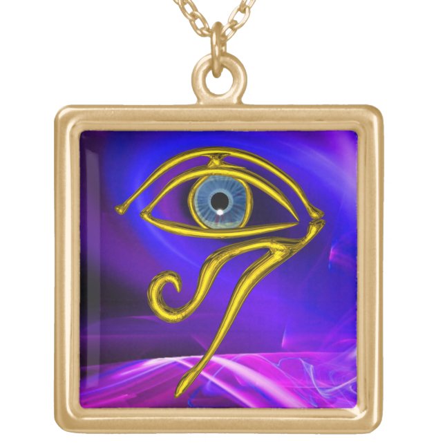 BLUE TALISMAN /EYE OF HORUS,Gold Gold Plated Necklace (Front)