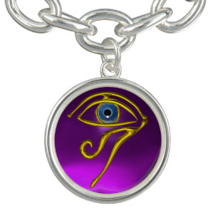 BLUE TALISMAN / EYE OF HORUS ,Purple Gem Charm Bracelet