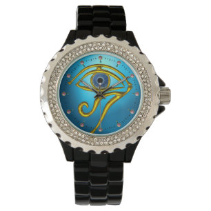 BLUE TALISMAN, GOLD HORUS EYE Aqua Blue Watch