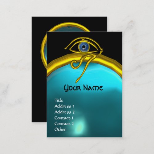 BLUE TALISMANGOLD HORUS EYE AQUAMARINE MONOGRAM BUSINESS CARD