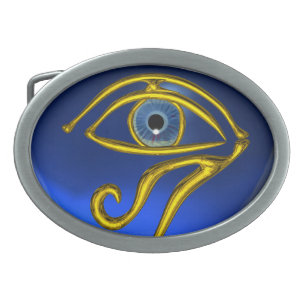 BLUE TALISMAN / GOLD HORUS EYE BELT BUCKLE