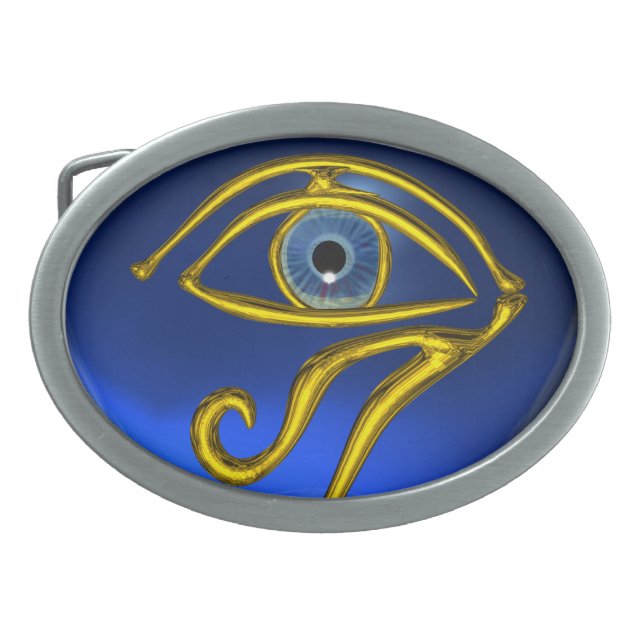 BLUE TALISMAN / GOLD HORUS EYE BELT BUCKLE (Front)