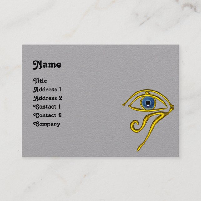 BLUE TALISMAN,Gold Horus Eye ,Black Grey Paper Business Card (Front)