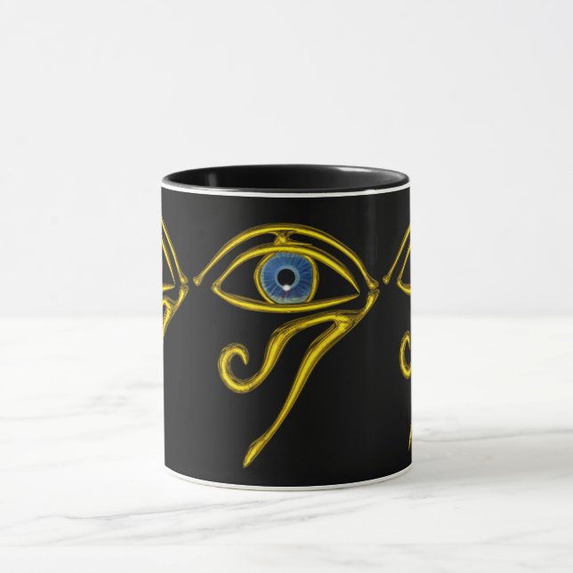 BLUE TALISMAN / GOLD HORUS EYE Black Mug (Center)