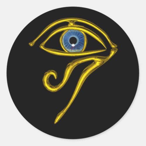 BLUE TALISMAN  GOLD HORUS EYE CLASSIC ROUND STICKER