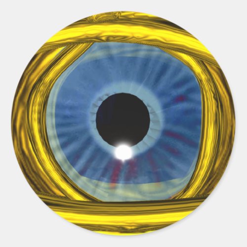 BLUE TALISMAN  GOLD HORUS EYE CLASSIC ROUND STICKER