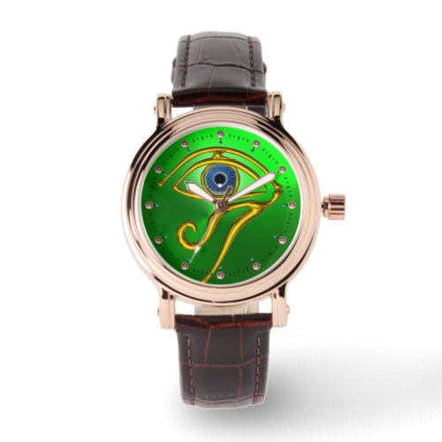 BLUE TALISMAN GOLD HORUS EYE Emerald Green Watch