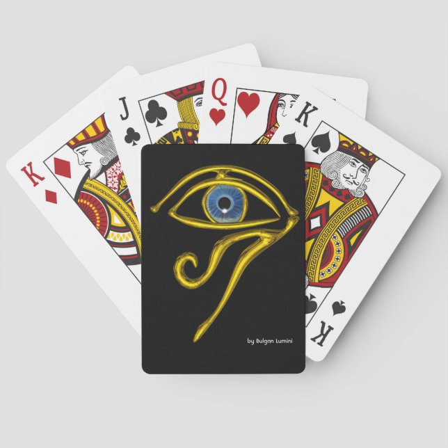 BLUE TALISMAN, Gold Horus Eye in Black Poker Cards (Back)