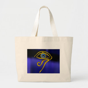 BLUE TALISMAN / GOLD HORUS EYE LARGE TOTE BAG