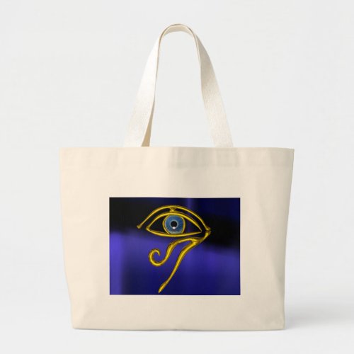 BLUE TALISMAN  GOLD HORUS EYE LARGE TOTE BAG