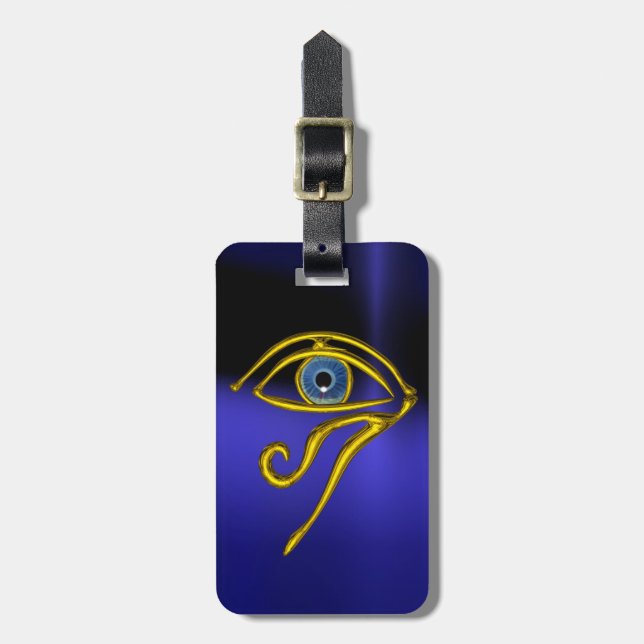 BLUE TALISMAN / GOLD HORUS EYE LUGGAGE TAG (Front Vertical)