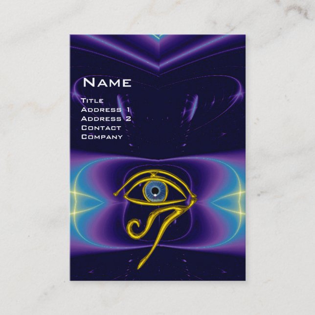 BLUE TALISMAN,GOLD HORUS EYE purple violet pink Business Card (Front)