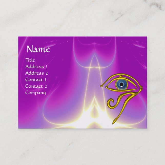 BLUE TALISMAN,GOLD HORUS EYE Purple Violet Pink Business Card (Front)