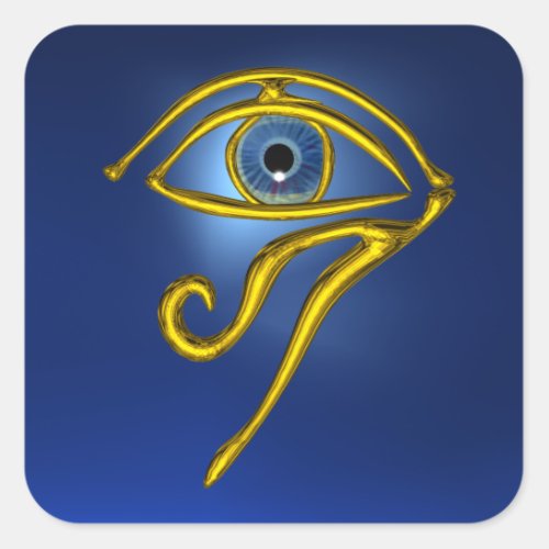 BLUE TALISMAN GOLD HORUS EYE SQUARE STICKER