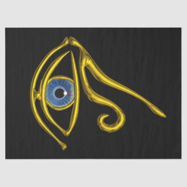 BLUE TALISMAN HORUS EYE Gold Black Egyptian Tissue Paper (Front)