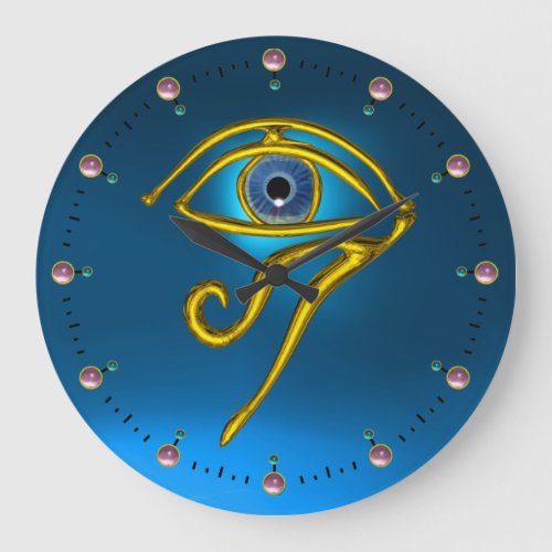 BLUE TALISMAN  Horus Eye Turquoise Teal Large Clock