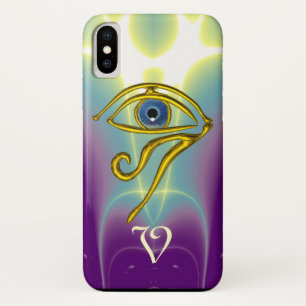 BLUE TALISMAN MONOGRAM Teal, Purple White iPhone X Case