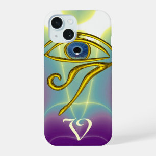 BLUE TALISMAN MONOGRAM Teal, Purple White iPhone 15 Case