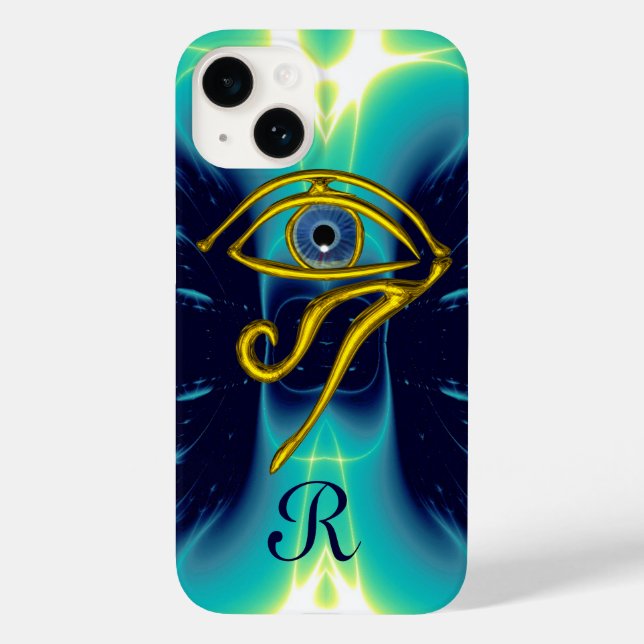 BLUE TALISMAN MONOGRAM  Teal, Turquase White Case-Mate iPhone Case (Back)