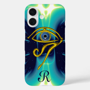 BLUE TALISMAN MONOGRAM Teal, Turquoise White iPhone 16 Case