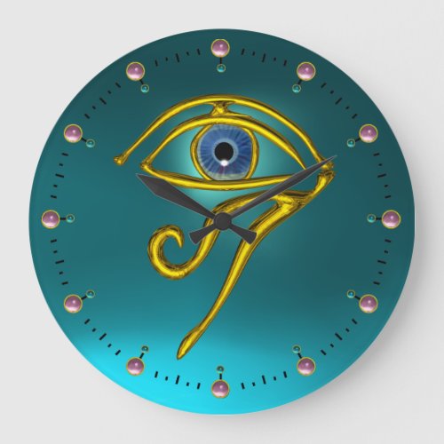 BLUE TALISMAN  Turquoise Teal Large Clock