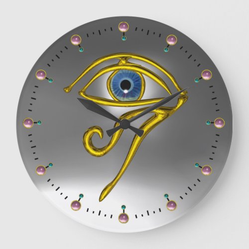 BLUE TALISMAN White Grey Large Clock