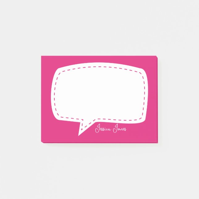 blue Talk Bubble Personalized Name speech bubble Post-it Notes (Front)