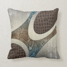 Blue&Tan Abstract Snakeskin Croc print Pillow