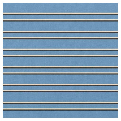 Blue, Tan, and Black Lines Fabric