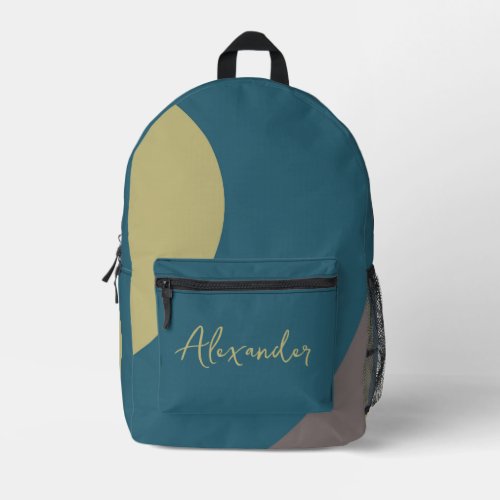 Blue Tan and Gray Swirls Printed Backpack