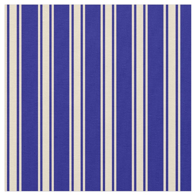 Blue & Tan Colored Lines Pattern Fabric (Close Up)
