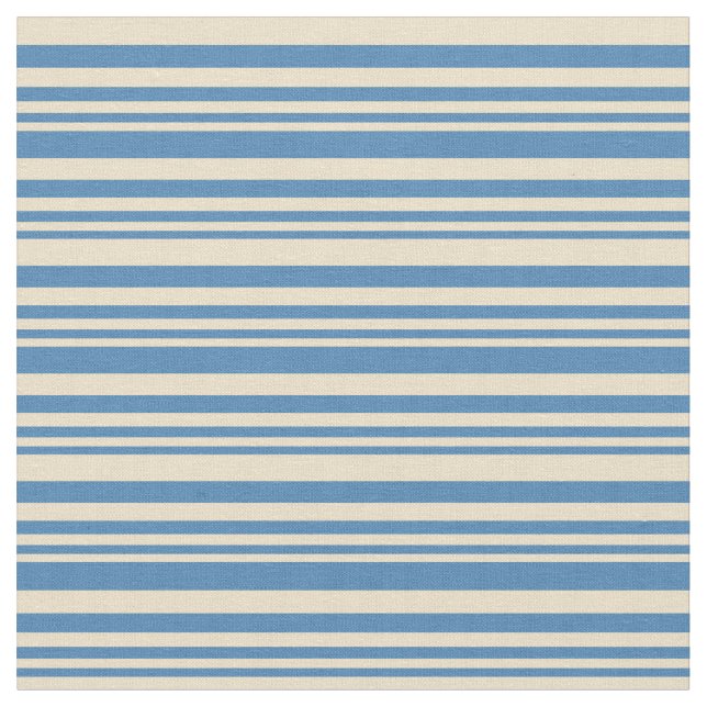 Blue & Tan Colored Stripes Fabric (Close Up)