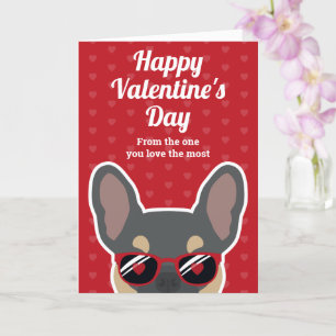 Blue Tan French Bulldog Valentine's Day Card
