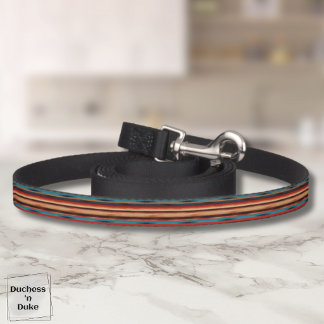 Blue Tan Serape Stripe Personalized Design Pet Leash