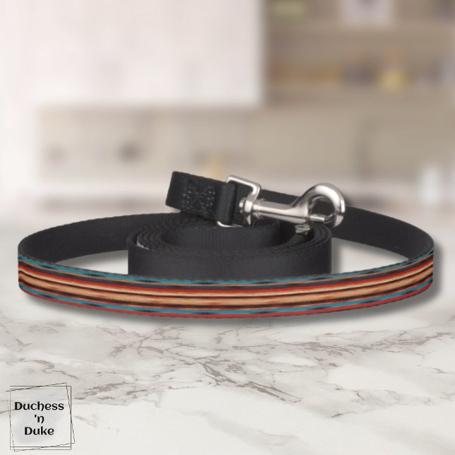 Blue Tan Serape Stripe Personalized Design Pet Leash (Blue Tan Serape Stripe Personalized Design Pet Leash)
