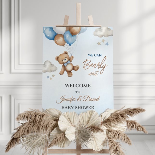 Blue Tan Teddy Bear Balloons Baby Shower Welcome  Foam Board (Creator Uploaded)
