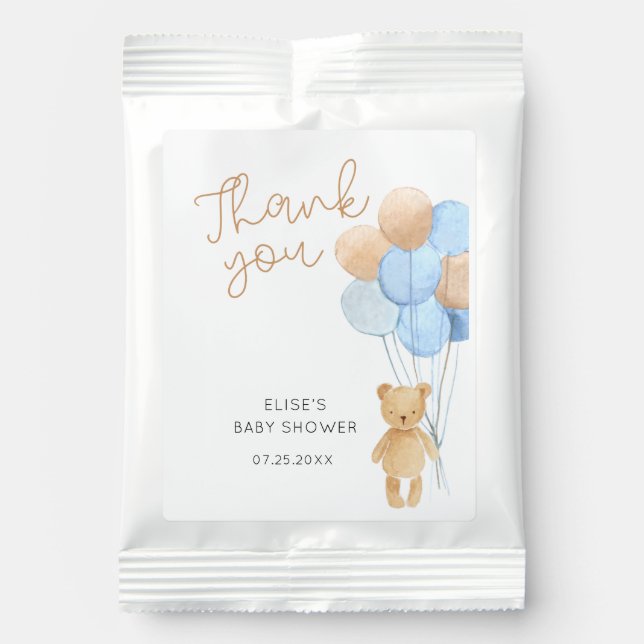 Blue Tan Teddy Bear Balloons Lemonade Drink Mix (Front)