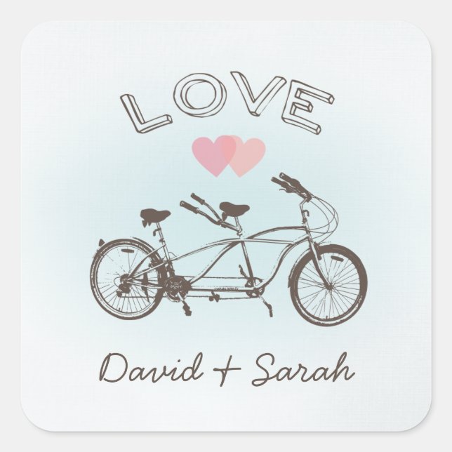 Blue Tandem Bicycle Love Sticker (Front)