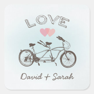 Blue Tandem Bicycle Love Sticker