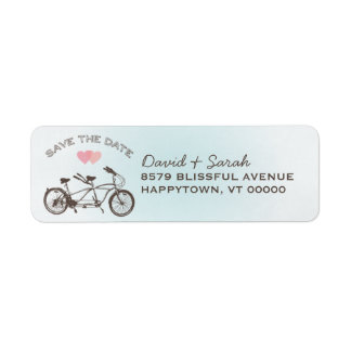 Blue Tandem Bicycle Save The Date  Label