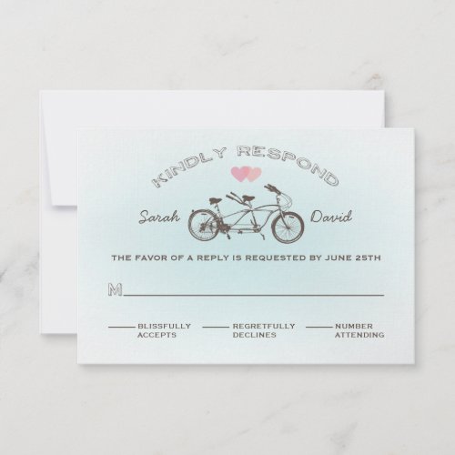 Blue Tandem Bicycle Wedding RSVP Card