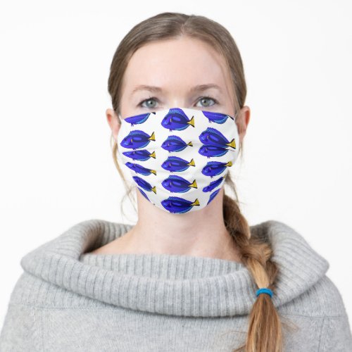 Blue tang fish cartoon illustration  adult cloth face mask