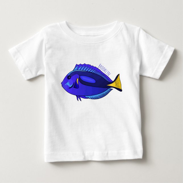 Blue tang fish cartoon illustration baby T-Shirt (Front)