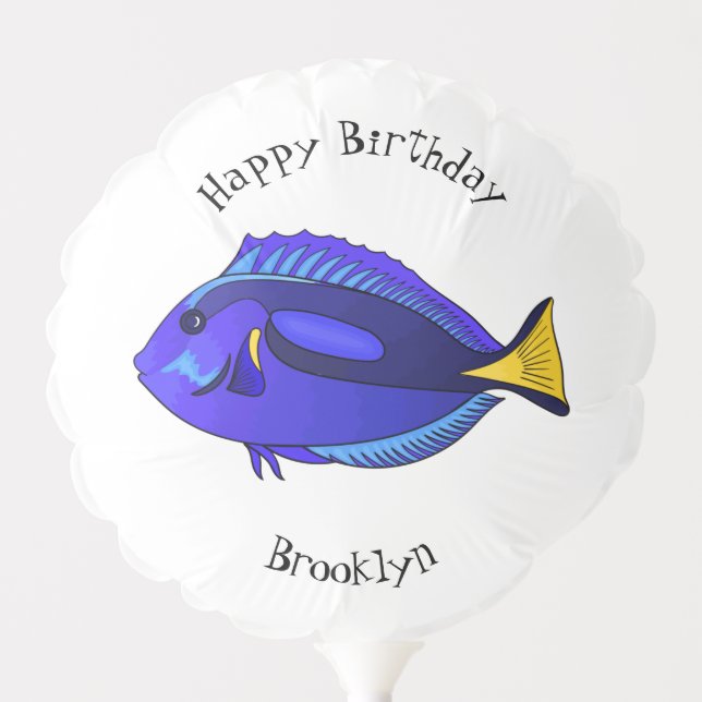 Blue tang fish cartoon illustration balloon (Front)