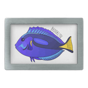 Blue tang fish cartoon illustration belt buckle