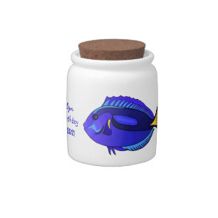 Blue tang fish cartoon illustration candy jar