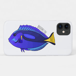 Blue tang fish cartoon illustration iPhone 11 case