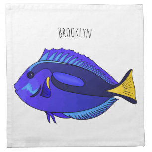 Blue tang fish cartoon illustration cloth napkin